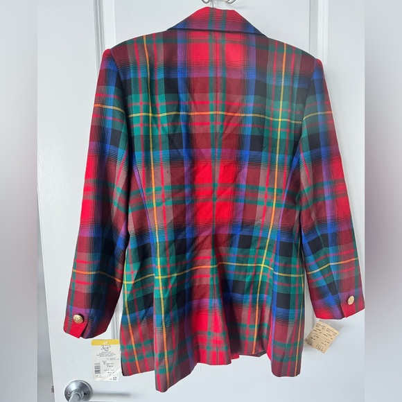 nwt vintage multi color plaid suit jacket blazer - Picture 3 of 8